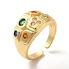 Colorful Cubic Zirconia Geometry Open Cuff Ring RJEW-C041-12G-1