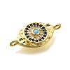 Brass Micro Pave Blue & Clear Cubic Zirconia Eye Connector Charms KK-D295-24G-2