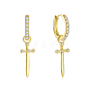 Fashionable S925 Silver Zircon Cross Hoop Earrings for Halloween Costume Accessories VE4564-1-1