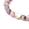 2Pcs Natural Pink Zebra Jasper Beaded Stretch Bracelets BJEW-JB11192-4