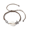 Natural Cowrie Shell Braided Bead Bracelets for Women BJEW-JB11765-02-2