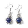 Natural Lapis Lazuli Gourd Dangle Earrings with Crystal Rhinestone EJEW-A092-04P-10-1