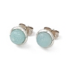 Gemstone Half Round Stud Earrings EJEW-P220-02P-3