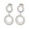 Oval Brass Pave Clear Cubic Zirconia Dangle Earrings EJEW-M258-25P-1