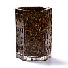 Resin with Natural Tiger Eye Chip Stones Pen Holder DJEW-F015-02C-1