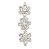 Brass Pave Clear Cubic Zirconia Three Flower Links Connector Charms KK-P277-61P-1