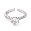 Clear Cubic Zirconia Diamond Open Cuff Ring RJEW-I094-15P-2