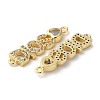 Rack Plating Brass Pave Clear Cubic Zirconia Connector Charms X-KK-K332-39G-2