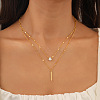 Alloy Clear Cubic Zirconia Double Layer Necklaces for Women WG9523E-12-1