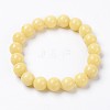 Natural Mashan Jade Beaded Stretch Bracelet BJEW-P207-01-14mm-1