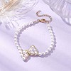 Natural Shell Pearl Link Bracelets BJEW-JB11374-2