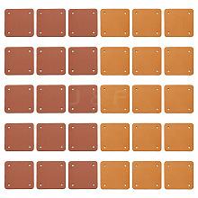 Olycraft 30Pcs 2 Colors 4-Hole Imitation Leather Label Tags AJEW-OC0003-99