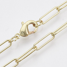 Brass Round Oval Paperclip Chain Necklace Making MAK-S072-04B-LG