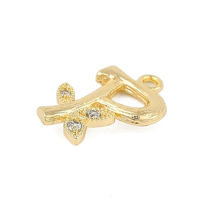 Brass Crystal Rhinestone Letter Links Connector Charms KK-S395-06G-P-1
