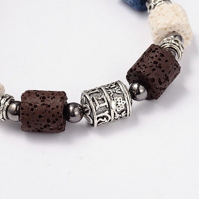 Lava Rock Beaded Bracelets BJEW-D325-10-1
