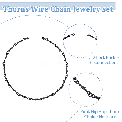 4Pcs 4 Styles Alloy Thornlet Link Chain Bracelets & Necklaces BJEW-FI0001-77-1