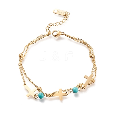 304 Stainless Steel Multi-strand Bracelets STAS-D152-04G-1