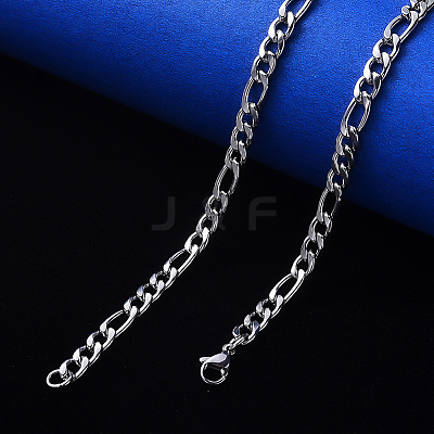 Non-Tarnish 304 Stainless Steel Figaro Chain Necklaces NJEW-S420-003A-P-1