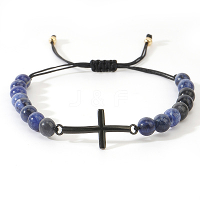 Natural Lapis Lazuli Round Bead Braided Bead Bracelets FL7803-7-1