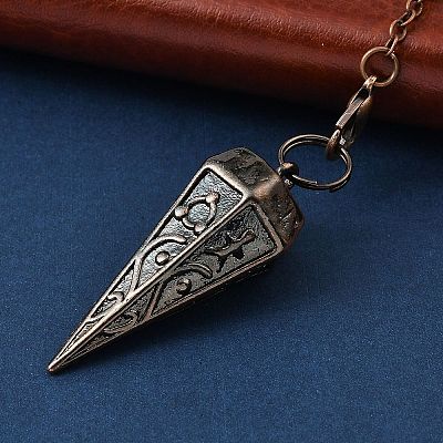 Rack Plating Brass Cone Dowsing Pendulum Pendants AJEW-G064-01R-1