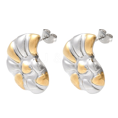 304 Stainless Steel Two Tone Conch Stud Earrings EJEW-D343-01GP-1