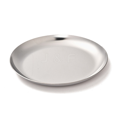 Non-Tarnish Flat Round 430 Stainless Steel Jewelry Display Plate STAS-P289-01P-1