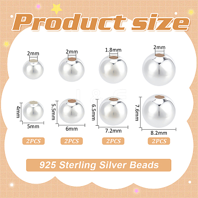 8Pcs 4 Styles 925 Sterling Silver Beads STER-BC0002-13-1