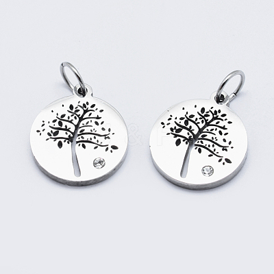 Eco-Friendly 316 Surgical Stainless Steel Micro Pave Cubic Zirconia Charms RB-I078-75P-NR-1