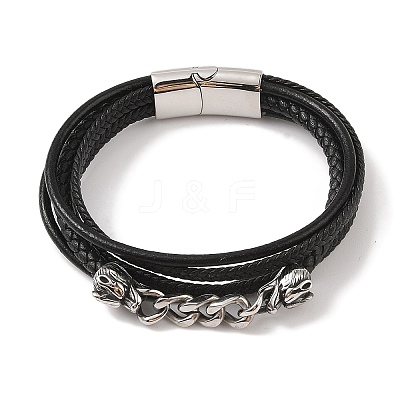 Braided Microfiber Leather Multi-strand Bracelets BJEW-B096-21A-1