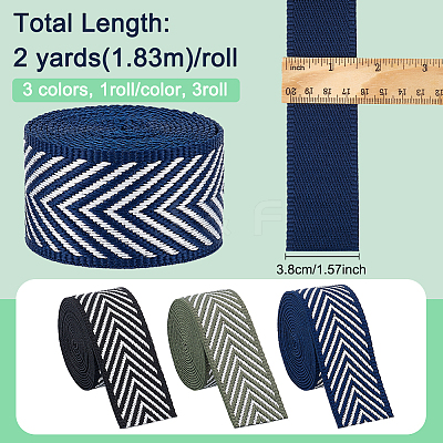 3Pcs 3 Colors Polyester Arrow Ribbon OCOR-BC0006-71-1