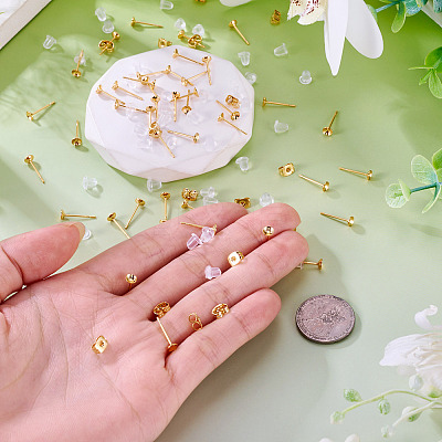 50Pcs Brass Earring Settings KK-TA0008-38C-1