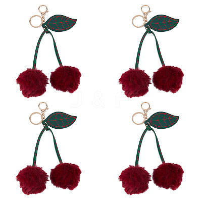 Cherry Imitation Leather Fibre Soft Pendant Decorations AJEW-WH0314-761-1