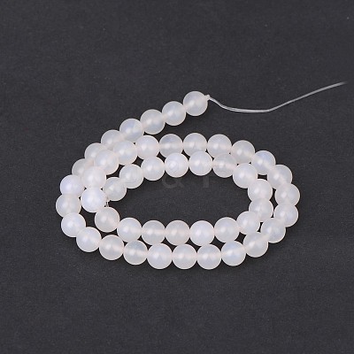 Natural White Agate Round Beads Strands G-N0151-10-6mm-1