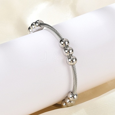 304 Stainless Steel Cuff Bangles for Women BJEW-Z087-11P-1