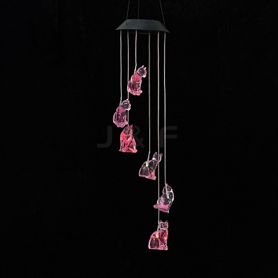LED Solar Powered Cat Wind Chime HJEW-I009-13-1