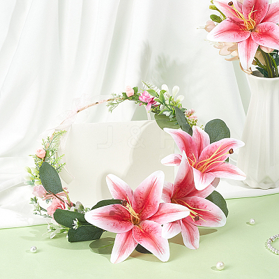 PU Leather & Plastic Artificial Flower AJEW-WH0696-419B-1