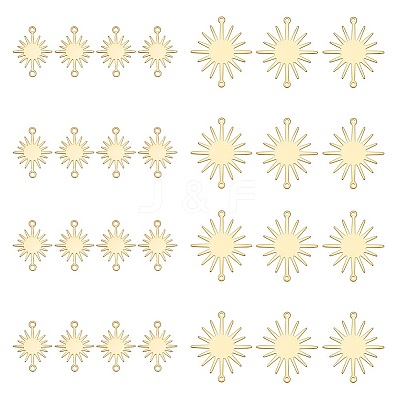 70Pcs 2 Styles Brass Sun Link Connectors KK-WR0001-80-1