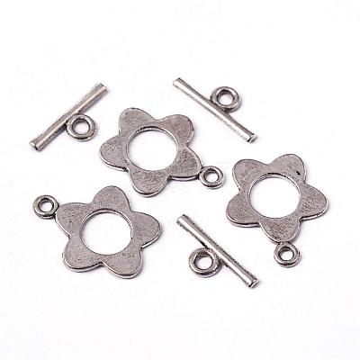 Flower Tibetan Style Alloy Toggle Clasps X-A0977Y-NF-1