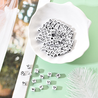 Craft White Acrylic Beads MACR-YW0001-13-1