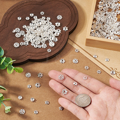 400Pcs 4 Styles Alloy Bead Caps FIND-TA0009-94S-1