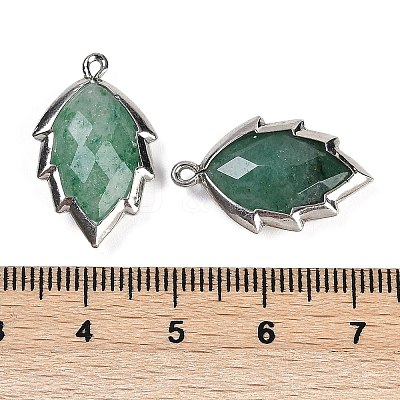 Natural Green Aventurine Faceted Leaf Pendants G-I375-04P-18-1
