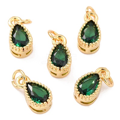 Real 18K Gold Plated Brass Inlaid Cubic Zirconia Charms ZIRC-L100-077G-1