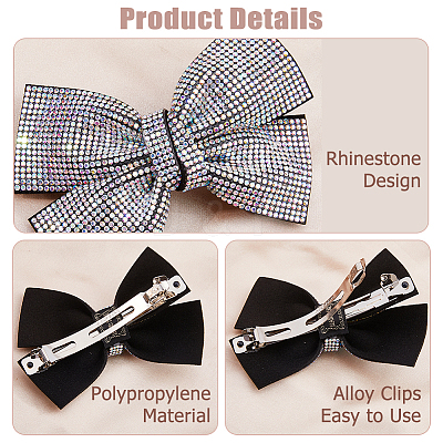 2Pcs Bowknot Rhinestone Hair Barrettes PHAR-HS0001-05-1