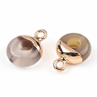 Natural Dragon Veins Agate Flat Round/Donut Charms G-I347-15-1