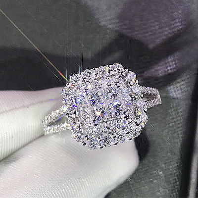 Brass Micro Pave Cubic Zirconia Finger Rings for Women FS-WG4C4EA-09-1