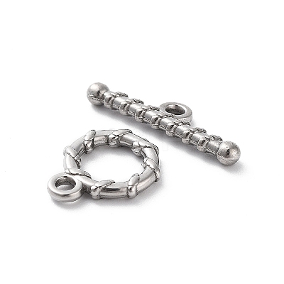 Non-Tarnish 304 Stainless Steel Ring Toggle Clasps STAS-A092-09D-P-1