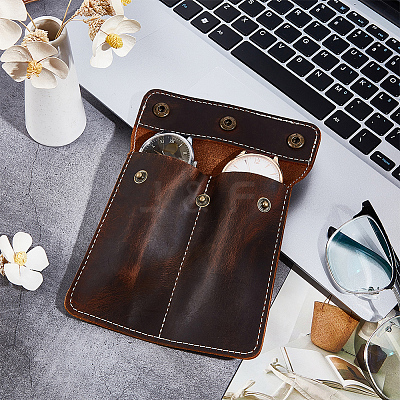 Square Portable Leather Single Watch Pouch Storage Bags ABAG-WH0047-09-1