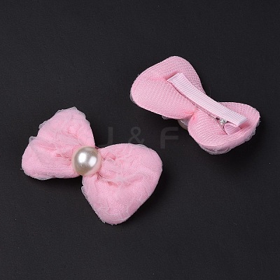 5 Pair 5 Style Bowknot & Flower Polyester Alligator Hair Clips PHAR-C012-01A-1