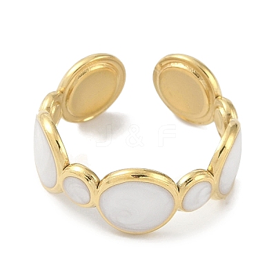 Ion Plating(IP) 304 Stainless Steel Enamel Cuff Finger Rings X-RJEW-L107-038G-01-1