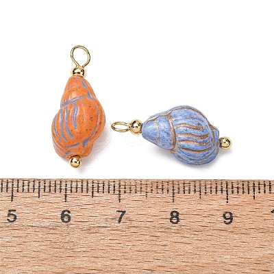 Baking Paint & Golden Metal Enlaced Glass Pendants GL-CBA010C-07G-1